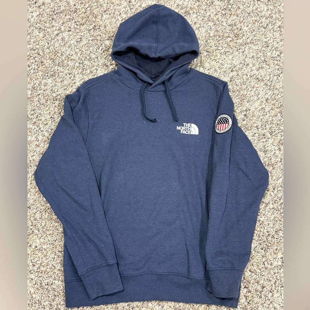 The North Face Men's Navy Hoodie with Patch Size Medium